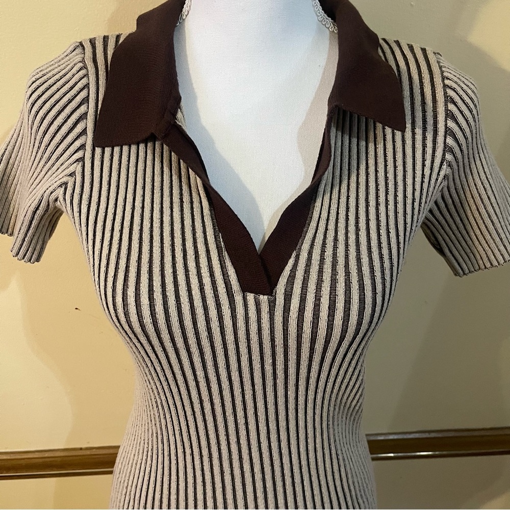 Papaya Y2K Brown and Cream Knit Dress - Picture 2 of 5